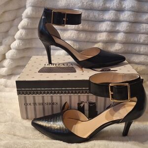 Cole Haan Black Heels with Gold Accent